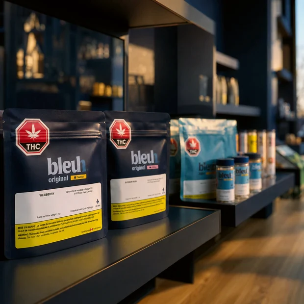 Productos Bleuh expuestos en tienda